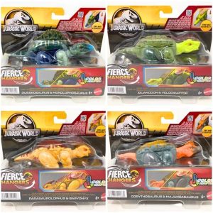 Mattel Jurassic World Double Danger, dinosauro trasformabile, figura da Majungasaurus a Corythosaurus