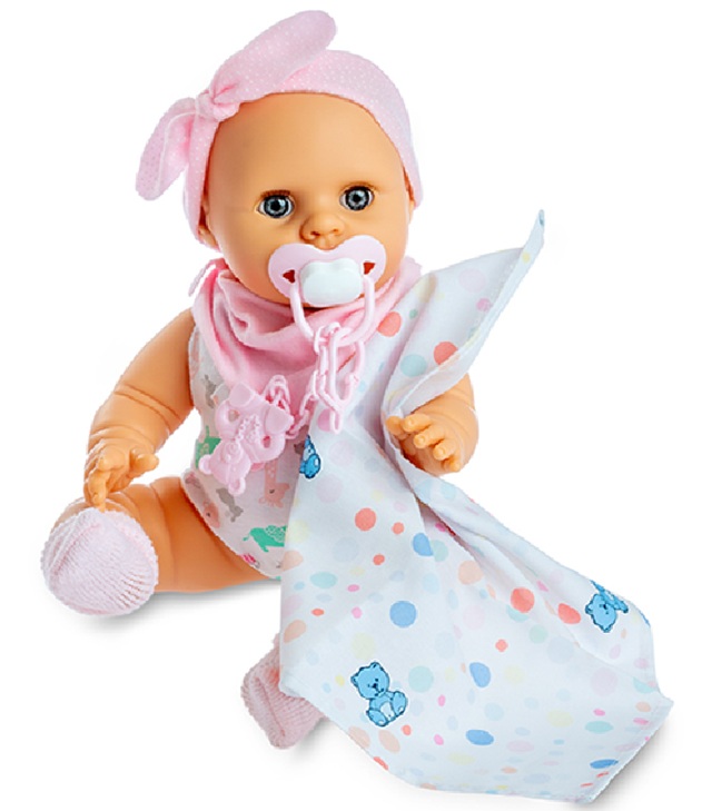 Berjuan – Bambola Baby Susù 38 Cm vestitino Rosa, mangia e beve con biberon e corredino piattoe posate compreso anche il pannolino - immagine 2