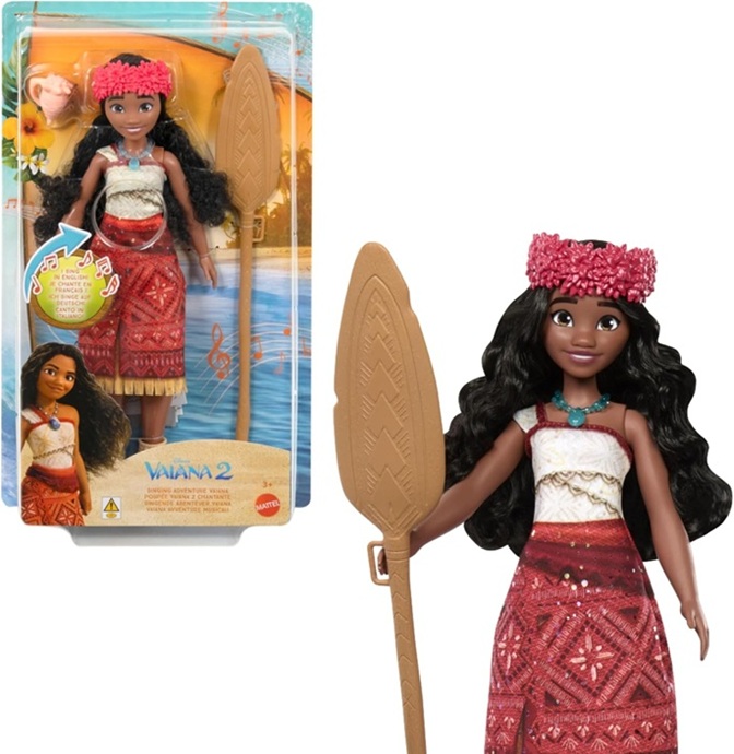 Mattel Disney Oceania 2 – Vaiana Avventure Musicali, bambola cantante con outfit e accessori. Canta “We’re Back” in 4 lingue 3+ anni JBT61 - immagine 2