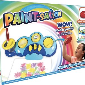 Goliath, Paint Sation n’ Stamp Studio, tempere lavabili, vassoio con portapennelli, timbrini e fogli, colora senza sporcare, dai tre anni in su