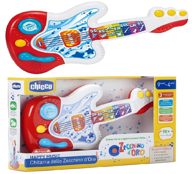 Chicco My First Guitar, Chitarra Elettronica Interattiva con + di 90 Suoni e Melodie da 9 a 36 Mesi