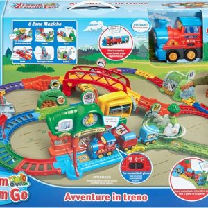 VTech Vroom Vroom Go – Avventure in Treno, Pista Trenino Elettrico con Ostacoli,  6 Zone Magiche, Lingua Italiana, Batterie Incluse, 1-5 Anni