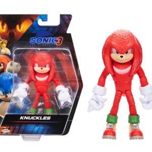 Sonic 3 Movie Knuckles Collector Toy Figure by Jakks Pacific, altezza 13 cm, altamente articolata, per ragazzi/ragazze, con licenza ufficiale 3 film, consigliato per bambini dai 3 anni
