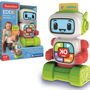 Clementoni Sapientino – Eddie Robot Educativo Interattivo, Gioco Educativo Bambini 4-6 Anni, Robot Parlante con Schermo LCD, Impara Lettere Numeri Emozioni e Musica, Lingua Italiana, 16713