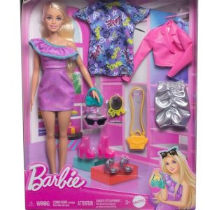 Barbie Doll Fashionistas Party Set HYT61 con 3 abiti biondi