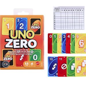 Mattel Games – UNO Zero, Nuova Versione dell’iconico Gioco, Arriva a Zero e Vinci, Blocco segnapunti Incluso, 2-8 Giocatori, 7+ Anni JHH48