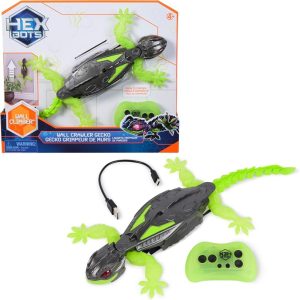 HEX BOTS Geco Telecomandato, Giocattolo Interattivo Radiocomandato, Ricaricabile con Cavetto USB, Si Arrampica sulle Pareti e Corre sui Pavimenti, Giocattolo per Bambini e Bambine, 4+ Anni