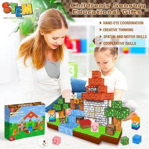Goody King Costruzioni Magnetiche, 100 Pezzi Cubi Magnetici per Bambini, Giocattoli Magnetici Creativi Montessori da 3 4 5 6 7 Anni Ragazzo e Ragazza Magnetic Building Blocks Regali di Bambini