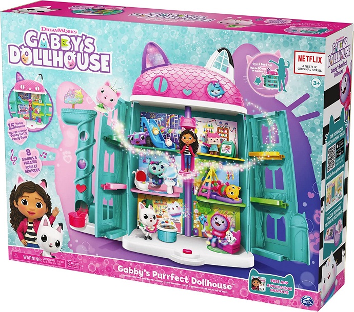 Gabby’s Dollhouse, Playset casa delle bambole di Gabby, set con luci e suoni, giochi per bambini dai 3 anni in su