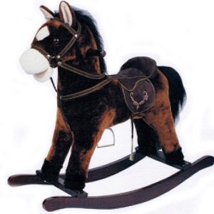 Cavallo a Dondolo in Peluche e legno con suoni cOL. Bianco Marrore