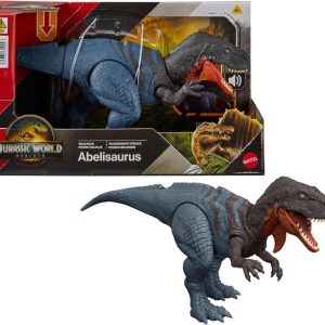 Mattel Jurassic World La Rinascita Abelisauro Ruggito Selvaggio, dinosauro giocattolo con morso multidirezionale JGB91