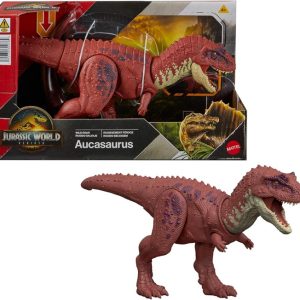 Mattel Jurassic World La Rinascita – Aucasaurus Ruggito Selvaggio, dinosauro giocattolo con movimento JGB88
