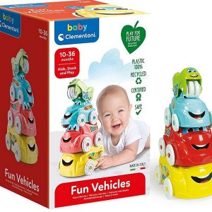 Baby Clementoni 17111 – Veicoli Attività Scopri e Impila, Multicolore