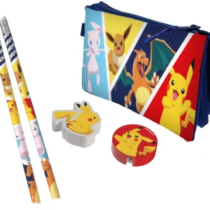 POKEMON - Set Cancelleria con Astuccio Triplo - 5 Pezzi