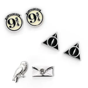 Set di orecchini Binario 9 e3/4, Edvige con Lettera e Doni della Morte