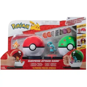 Pokemon Surprise Attack Game - Chimchar + Poke Ball VS Wynaut + Friend Ball